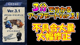 3分でわかるアップデートVer3.1不具合大量の修正内容まとめ　モンハンライズMHRise