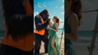 Gorilla With His Beautiful Wife And Cute Baby