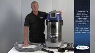 CLEANSTAR VC30L 1000 Watt 30 Litre Commercial Wet \u0026 Dry Stainless Steel Vacuum Cleaner