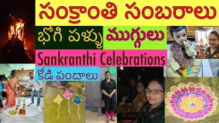 #Vlog Sankranthi Sambaralu 2020 in  Village  | Bhogi Pallu | సంక్రాంతి సంబరాలు | కోడి పందాలు #telugu