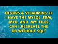 If I have the MySQL .frm, .MYD, and .MYI files, can I recreate the db without SQL?