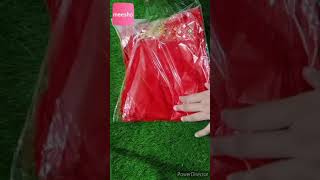 Unboxing Meesho Karva Chauth Special Red Kurti Pant Dupatta Set Shorts | Anjana #meesho #shorts