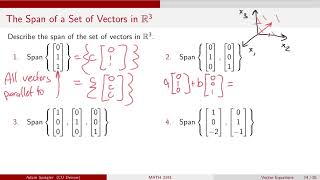 MATH 3191: Example of Span in 3-dim