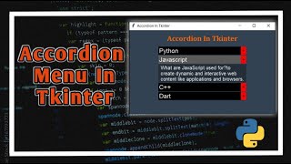 Accordion Menu In Tkinter | Custom Menu In Tkinter Python | #python #tkinter #pythonprojects