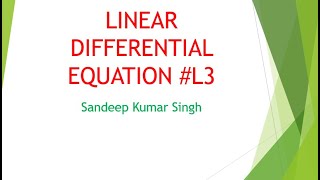 Linear Differential Equation | Operator method| MTH174|L3