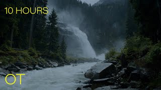Rainy Night at Krimml Waterfall | Relaxing Steady Rain & Waterfall Sounds for Sleeping | Studying