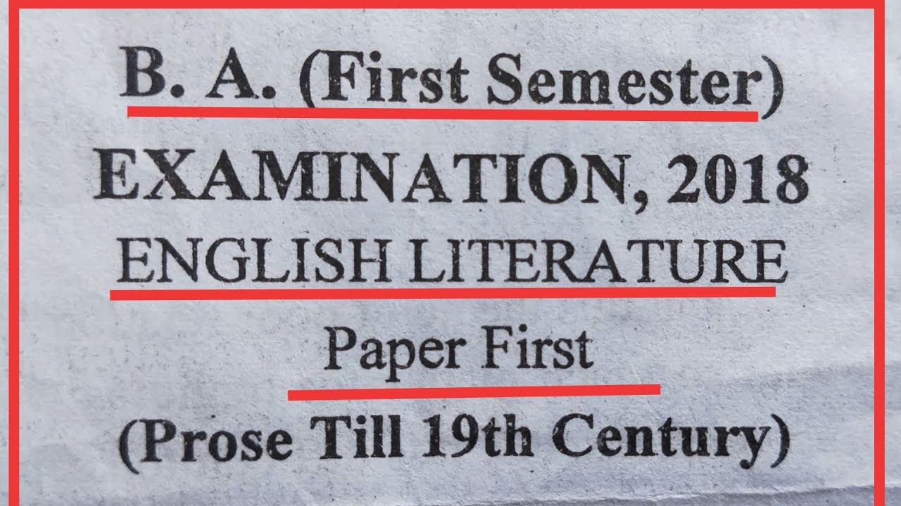 B.A. First Semester English Literature Question Paper | Paper 1st |Ba ...