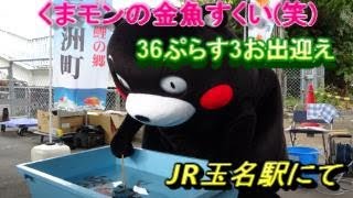 【あの山鹿のさくら湯を彷彿とｗｗ】くまモンの・・・金魚すくいｗｗ「３６ぷらす3」歓迎セレモニーにて。