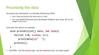 COMP1010 Partially-Filled Arrays Intro