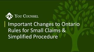Important Changes to Ontario Rules for Small Claims and Simplified Procedure