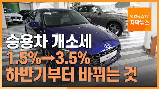 [자막뉴스] 車 개소세 1.5%→3.5%…하반기부터 바뀌는 것 / 연합뉴스TV (YonhapnewsTV)