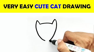 EASY AND SIMPLE CAT DRAWING #Drawing #Cat