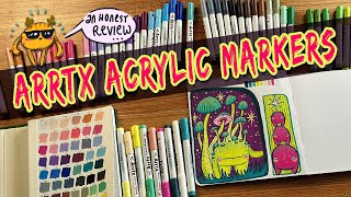 💚 Arrtx Acrylic Markers - Set of 60 saturated colors - A Review 💚 Filling 2 sketchbook spreads!