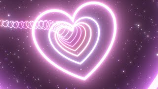 Pretty Pink Love Heart Tunnel Curved Path Beautiful Neon Glow Lights 4K Video Effects HD Background