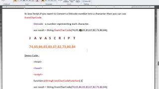 FROMCHARCODE METHOD IN JAVASCRIPT DEMO