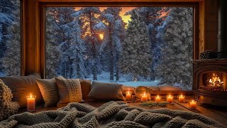 Serene Winter Escape 🌙 Cozy Cabin Vibes with Snowfall and Fireplace Comfort