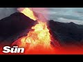 Incredible moment drone crashes into erupting Icelandic volcano, caught on camera