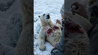 Brave Rescue A Man's Heartwarming Mission to Save an Injured Polar Bear #animals #animalrescue