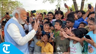 Watch PM Modi in a playful mood with kids in Karnataka’s Kalaburagi