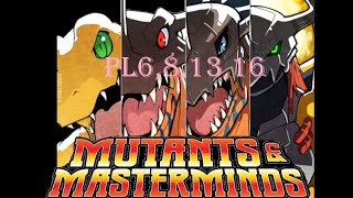 Agumon, Greymon, Metalgreymon, and Wargreymon in Mutants and Masterminds 3e