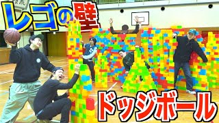 【本気】巨大レゴを壁にしてドッヂボール対決！メンバー最強は誰だ！！