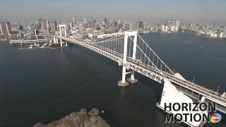 日本 全境 空拍 系列 Aerial view of Rainbow Bridge over Tokyo Bay aq0001173