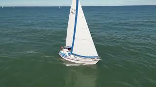 Westerly Konsort sailing in light wind to a sea shanty