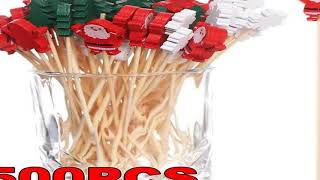 50Pcs/set Christmas Fruit Sticks Disposable Bamboo Sticks Snowflake Christmas Tree Elk San