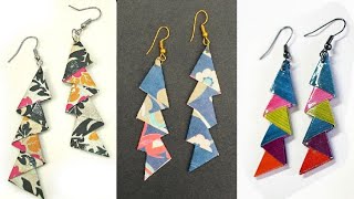 DIY : Triangle Scrapbook Paper Earrings Things to make awesome