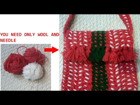 Recycle old wool and needle to make this handmade bag /purse/pouch/best out of waste Recycle old wool and needle to make this handmade bag /purse/pouch/best out of waste