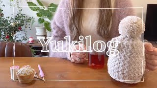 sub/vlog₎ Practicing pattern knitting tea cozy, making wreaths with my mother, daily vlog.