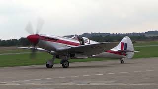 Duxford Battle of Britain Airshow Sun 11th Sep 2022 -  17 Spitfires \u0026 4 Hurricanes taxi \u0026 take-off