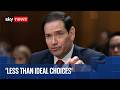 Marco Rubio answers US foreign policy questions in Senate