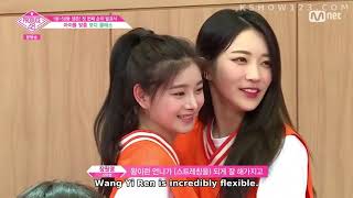 Produce 48 - Wang Yiren (왕이런) and Kim Hyunah (김현아) splits scene - English subtitles