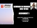 BRS 10103 SEMINAR IN MANAGEMENT MSU  ( management and science university ) #MSU #