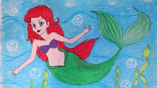 #4  How to draw/mermaid/washable crayons/step by step/Sara 公开课/动漫※美人鱼/手绘/画/手账装饰/手繪/畫