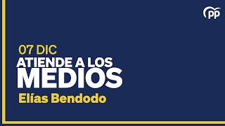 Elías Bendodo atiende a los medios en Logroño