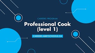 Career Program: Professional Cook (Level 1)