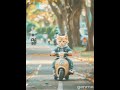 А small kitten riding on the back of a motor scooter.🛵#cutecat #cutecat #kitten #kittens #catvideo.