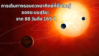 การเดินทางรอบดวงอาทิตย์ที่ยิ่งใหญ่ของระบบสุริยะ จาก 88 วันถึง 165 ปี