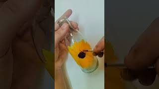 Paint a bottle with me [sunflower edition]#painting #sunflower #short #bottleart