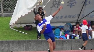 第52回糸満地区小学校陸上競技大会　高嶺秀都くん（米須小）　男子ソフトボール投げ 2位 61m52cm　H27.10.16