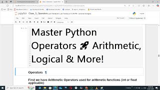 Python Class 9: Operators Explained — Arithmetic, Logical, Comparison, Equality & Assignment