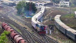 Intercity Rangpur Express Train departing Dhaka Railway Station