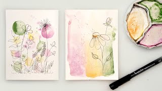 Watercolor cards - easy DIY ink and wash cards for beginners