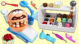 Mr. Play Doh Head Visits the Toy Ice Cream Shop & Toy Hospital Dentist for a Checkup!