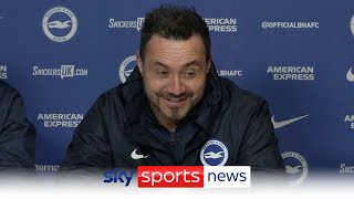 Brighton head coach Roberto De Zerbi quizzed by kids during press conference