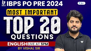 IBPS PO Pre 2024 | Most Important Top 20 Questions | By Vishal Sir