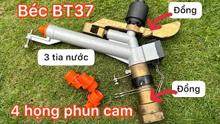 Béc BT37 - béc tưới phun mưa ren 49, tưới siêu đều đẫm với 3 tia nước, có thể chỉnh lưu lượng nước