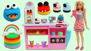 Helping Barbie's Bakery Shop Make DIY Play Doh Cakes & Desserts | Fun & Easy DIY Play Dough Crafts!
